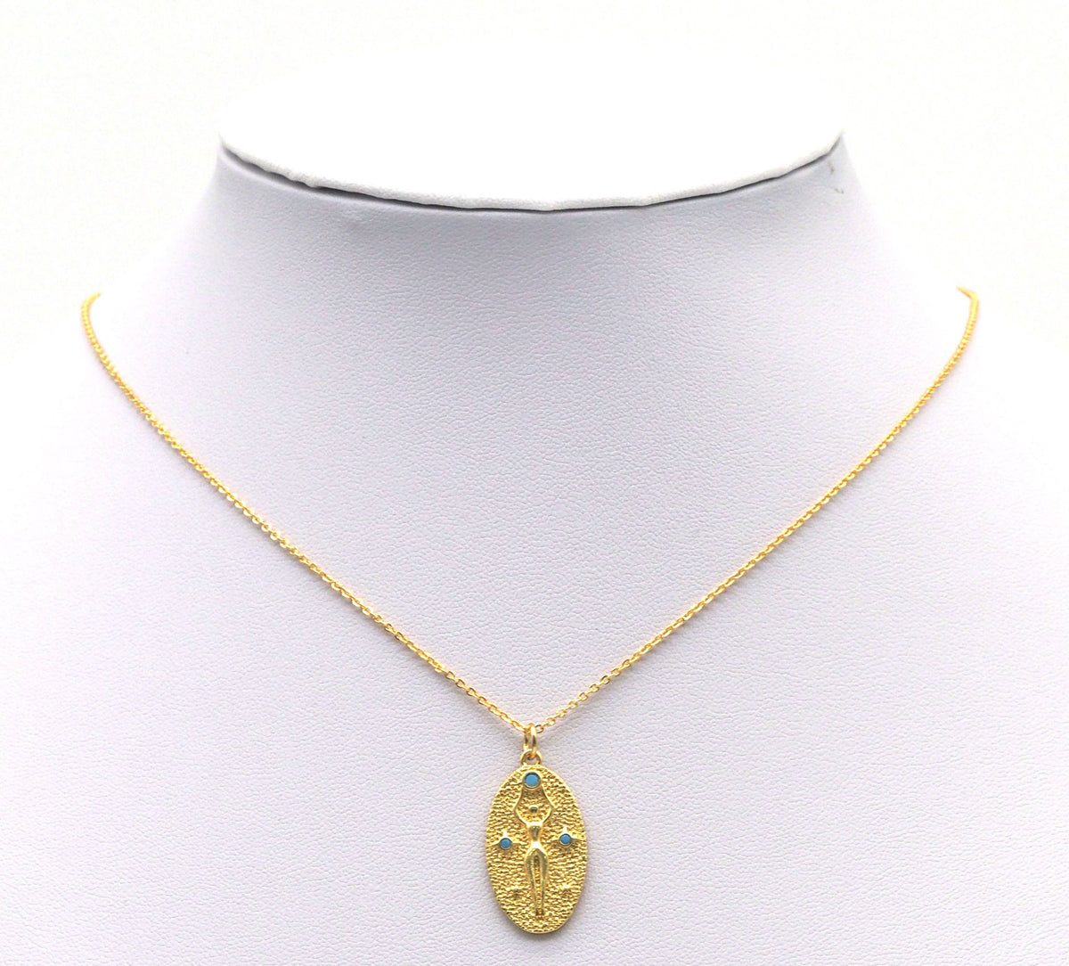 Turquoise Stone Lady On Oval Charm, Sku#L699