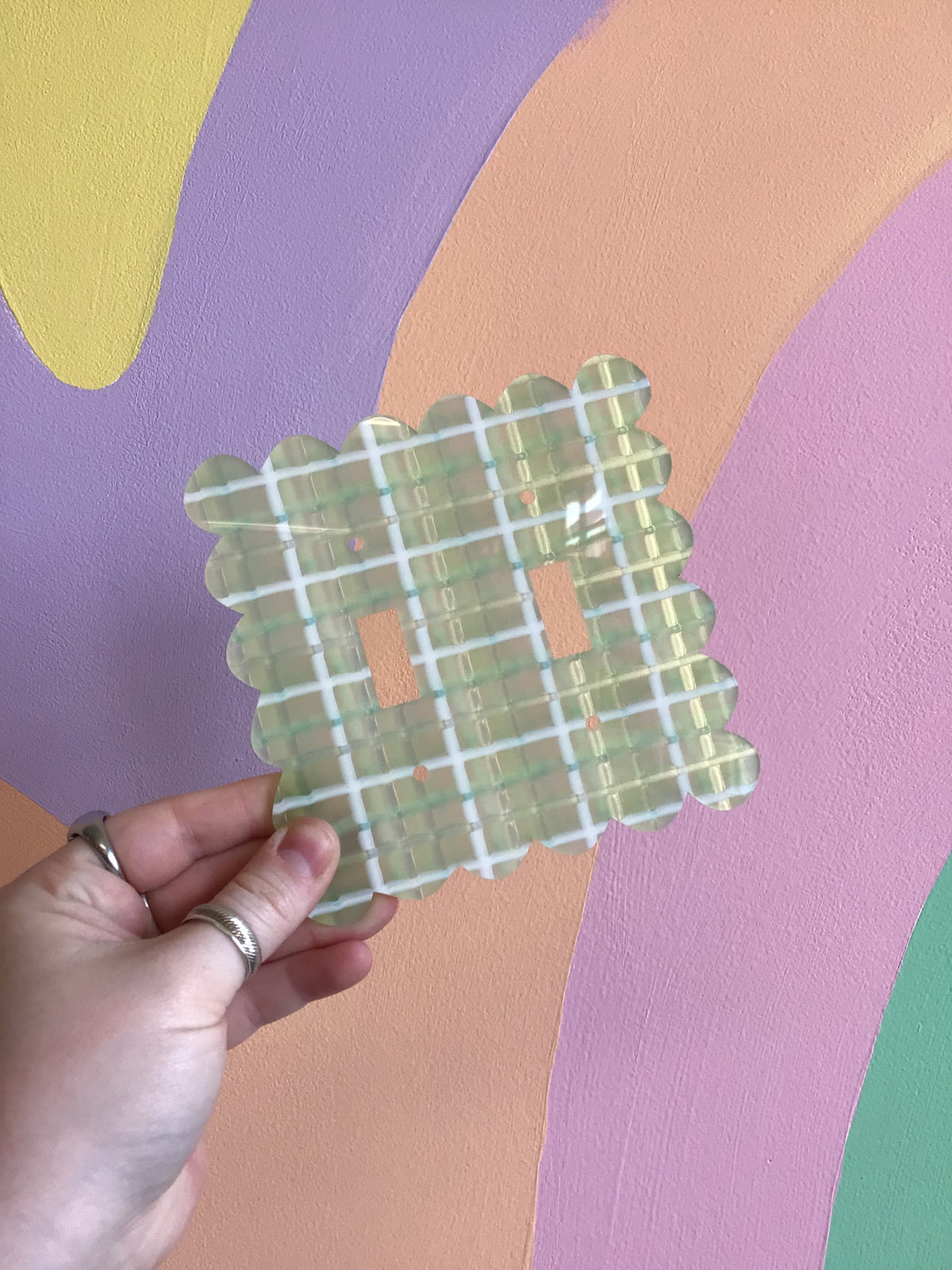 Green Metallic Plaid Outlet Covers
