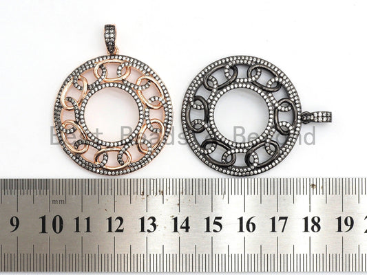 CZ Micro Pave Large Filigree Donut Ring Pendant, CZ Pave Pen