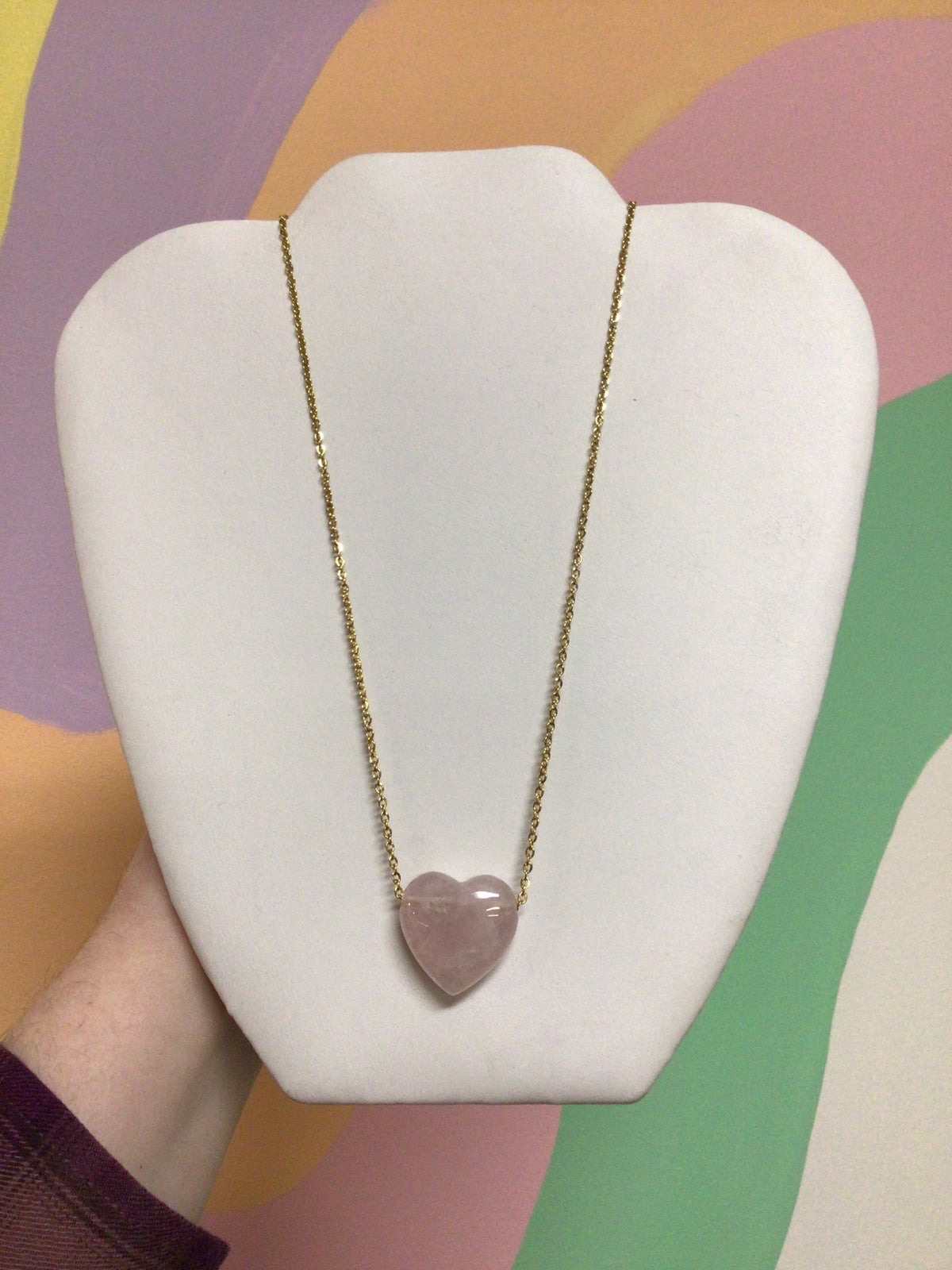 Stainless Steel Quartz Heart Necklace