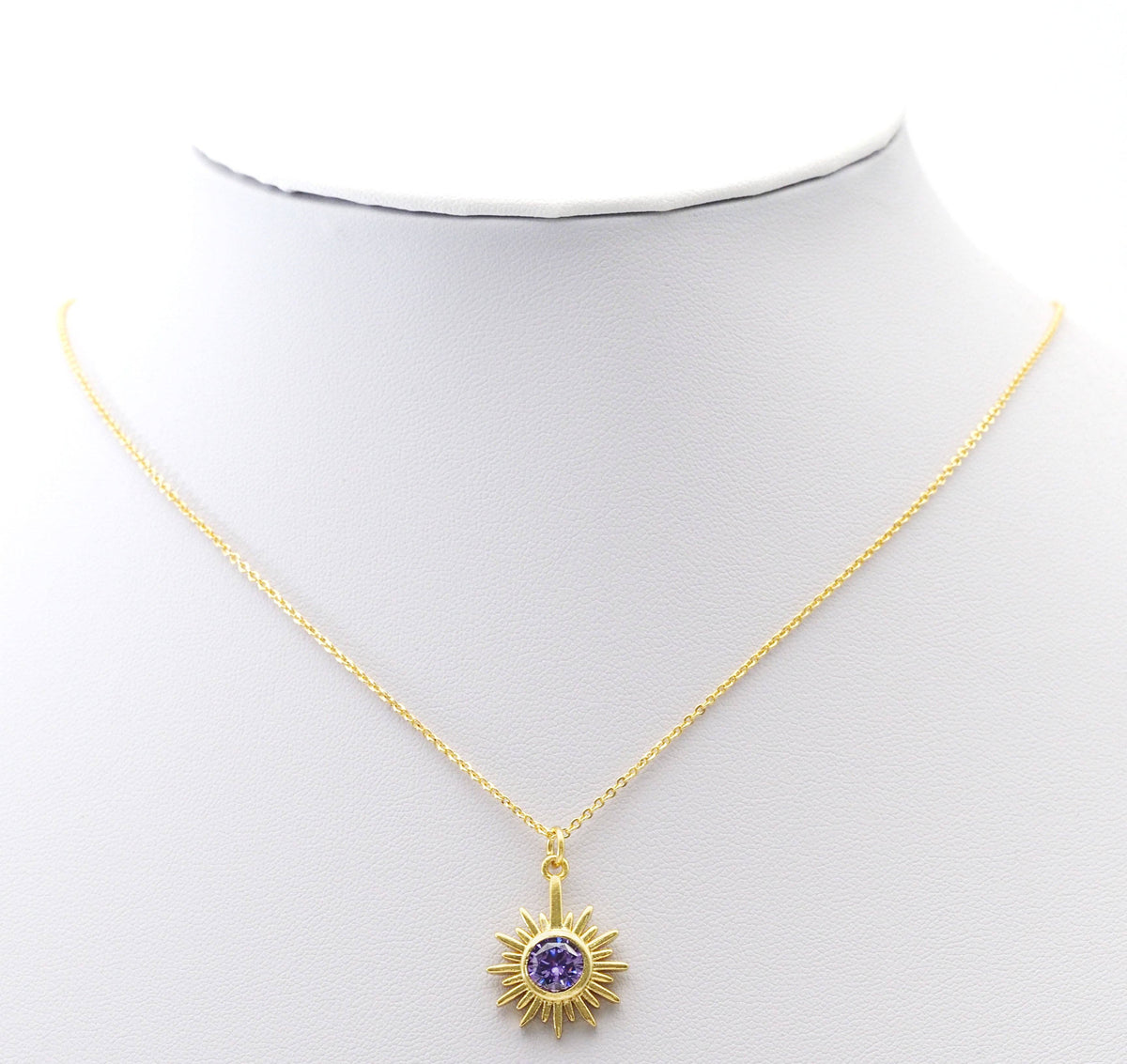 Purple CZ Gold North Star Sunflower Charm, Sku#LK763