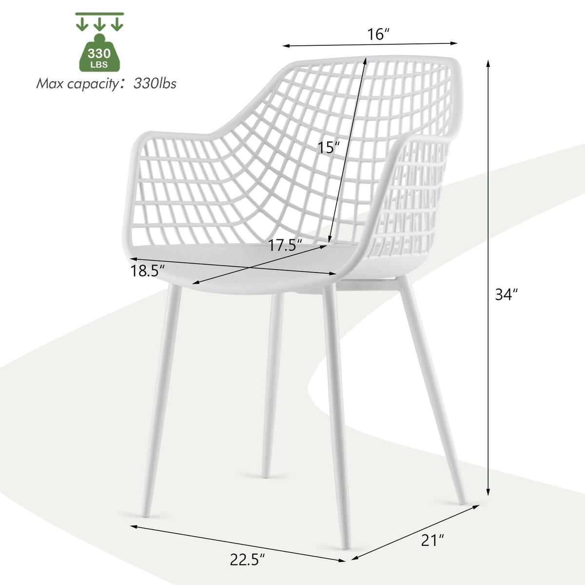 Set of 4 Heavy Duty Modern Dining Chair with Airy Hollow Backrest