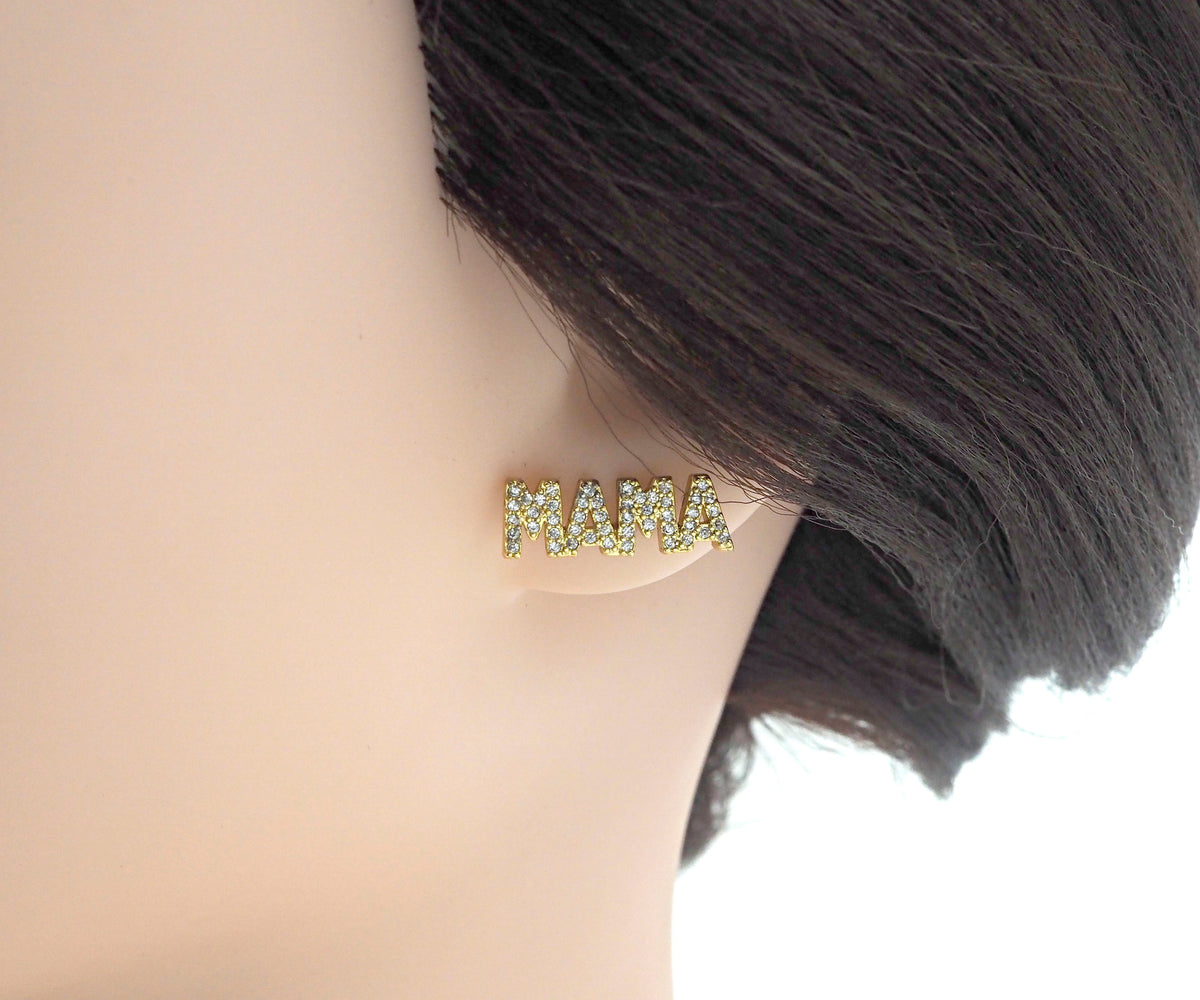 CZ MAMA Stud Earring, Sku#LD134