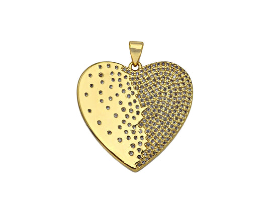 CZ Micro Pave Heart Shape Pendant/Charm,Cubic Zirconia Medallion Charm, Necklace Bracelet Heart Charm Pendant,28x27mm, Sku#LK195