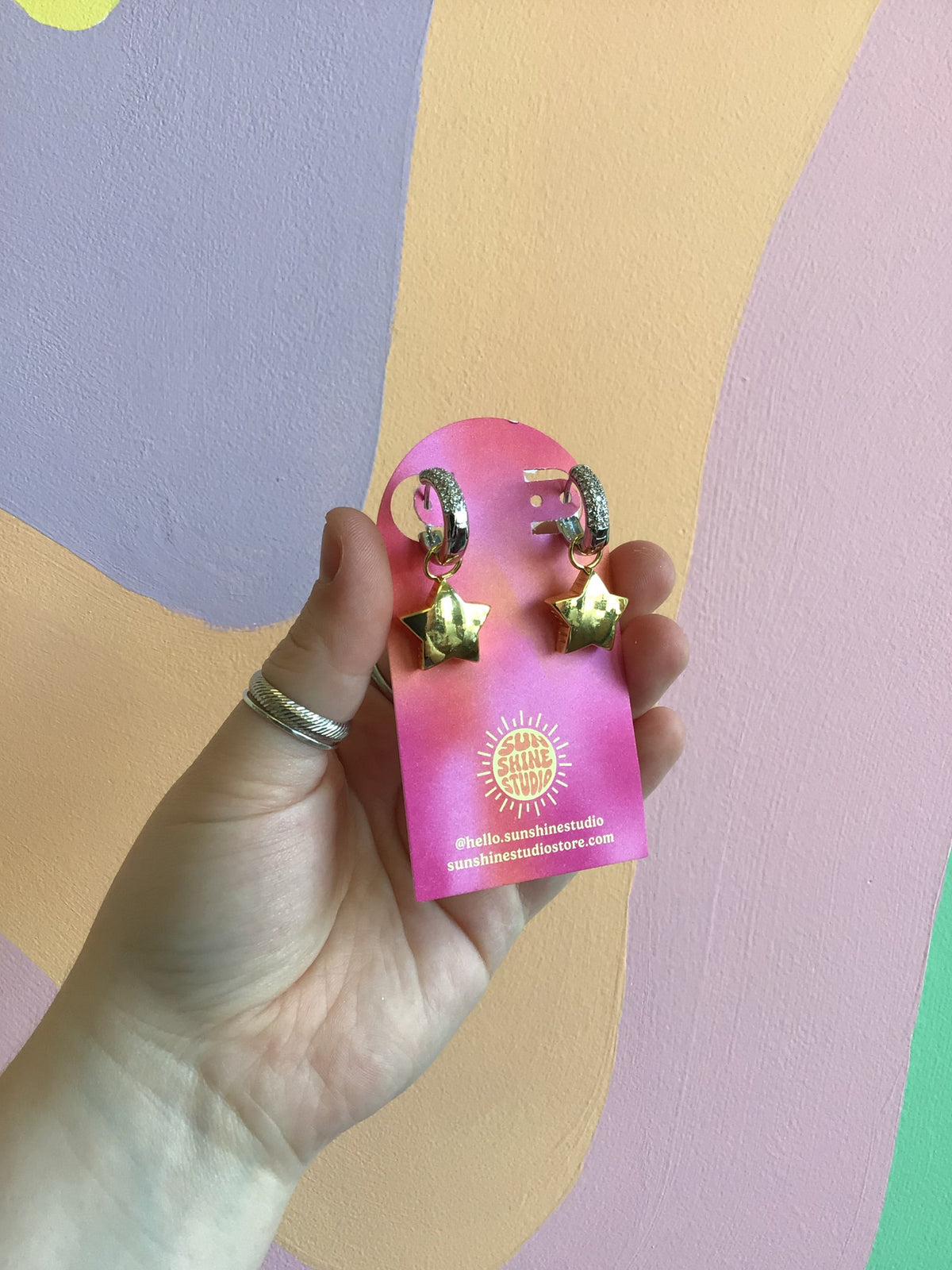 Mixed Metal Star Hoops