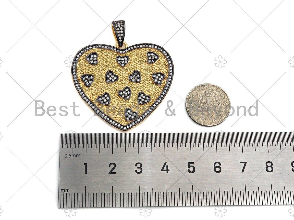 CZ Micro Pave Large Dual Color Heart Sku#L279