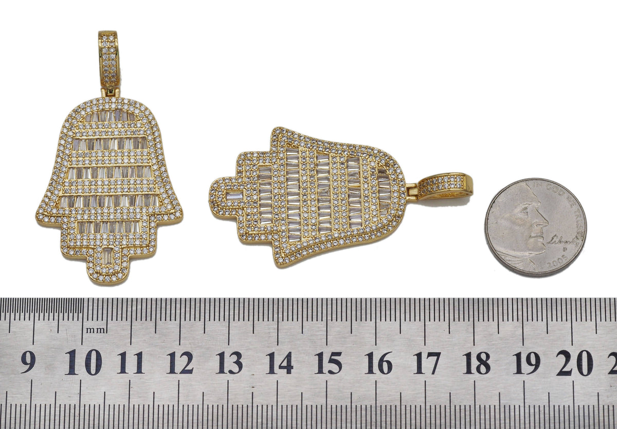 CZ Large Hamsa Hand Charm, Sku#LK621