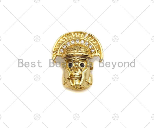 CZ Micro Pave Indian Head Spacer Beads, Cubic Zirconia American Inidan Head Beads, 10x13x14mm,sku#LK92