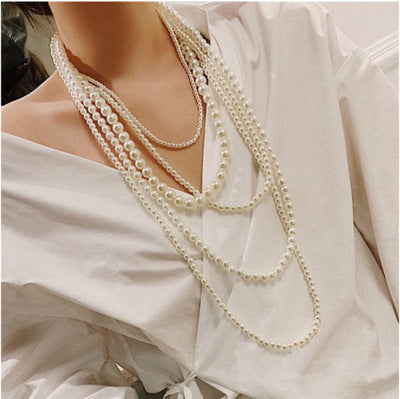 Multi-layer Pearl Women's Necklace Long Sweater Chain Accessories