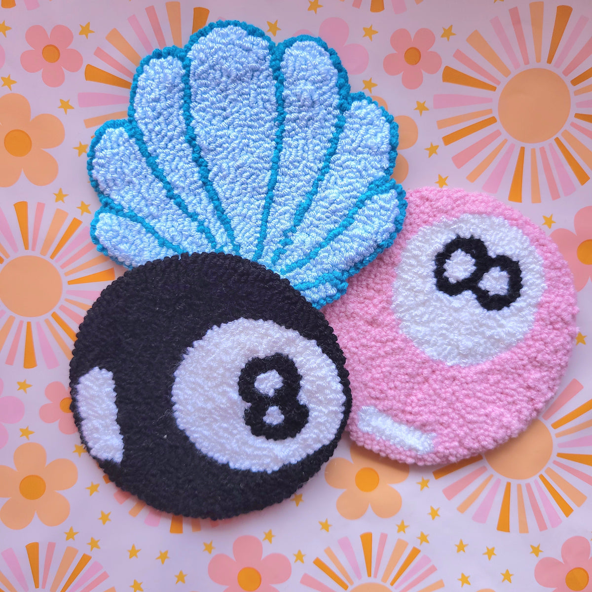Funky Punch Needle Coasters