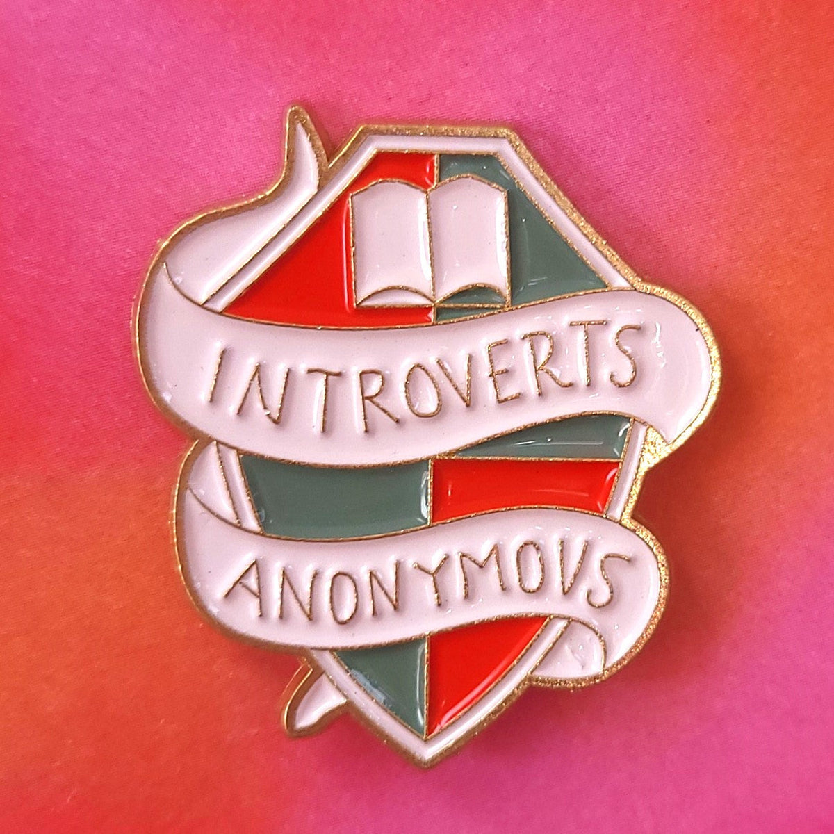 "Introverts Anonymous" Crest Enamel Pin