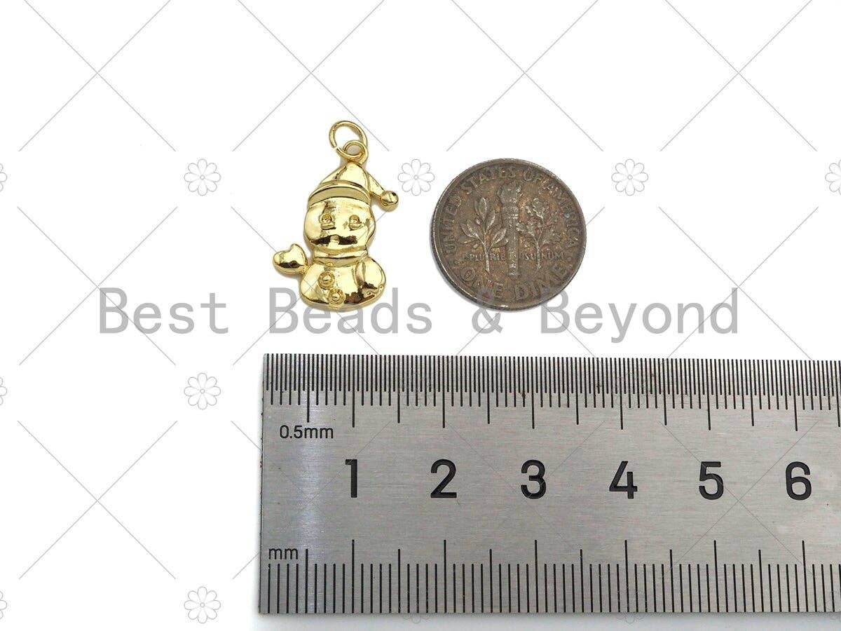 Dainty 18K Gold Cute Snowman Shape Pendant, Christmas Charm Pendant,15x20mm, Sku#LK215
