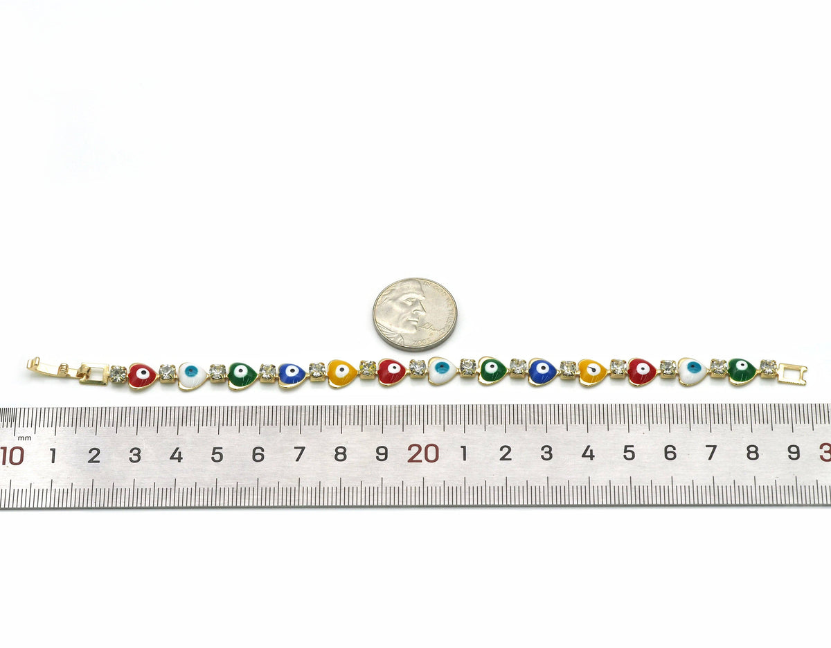 CZ Evil Eye Heart Bracelet, sku#C129