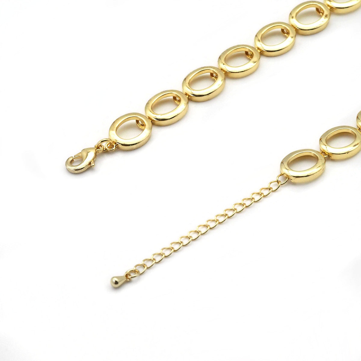 Gold Oval Link Chain Necklace,sku#LX229