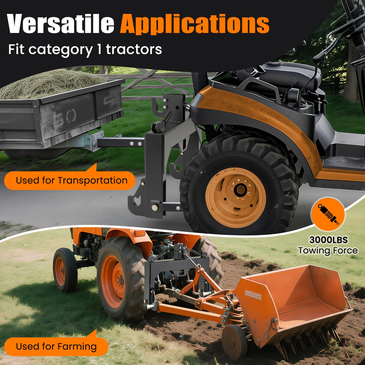 3-Point Quick Hitch with 5 Level Adjustable Bolt for Farming