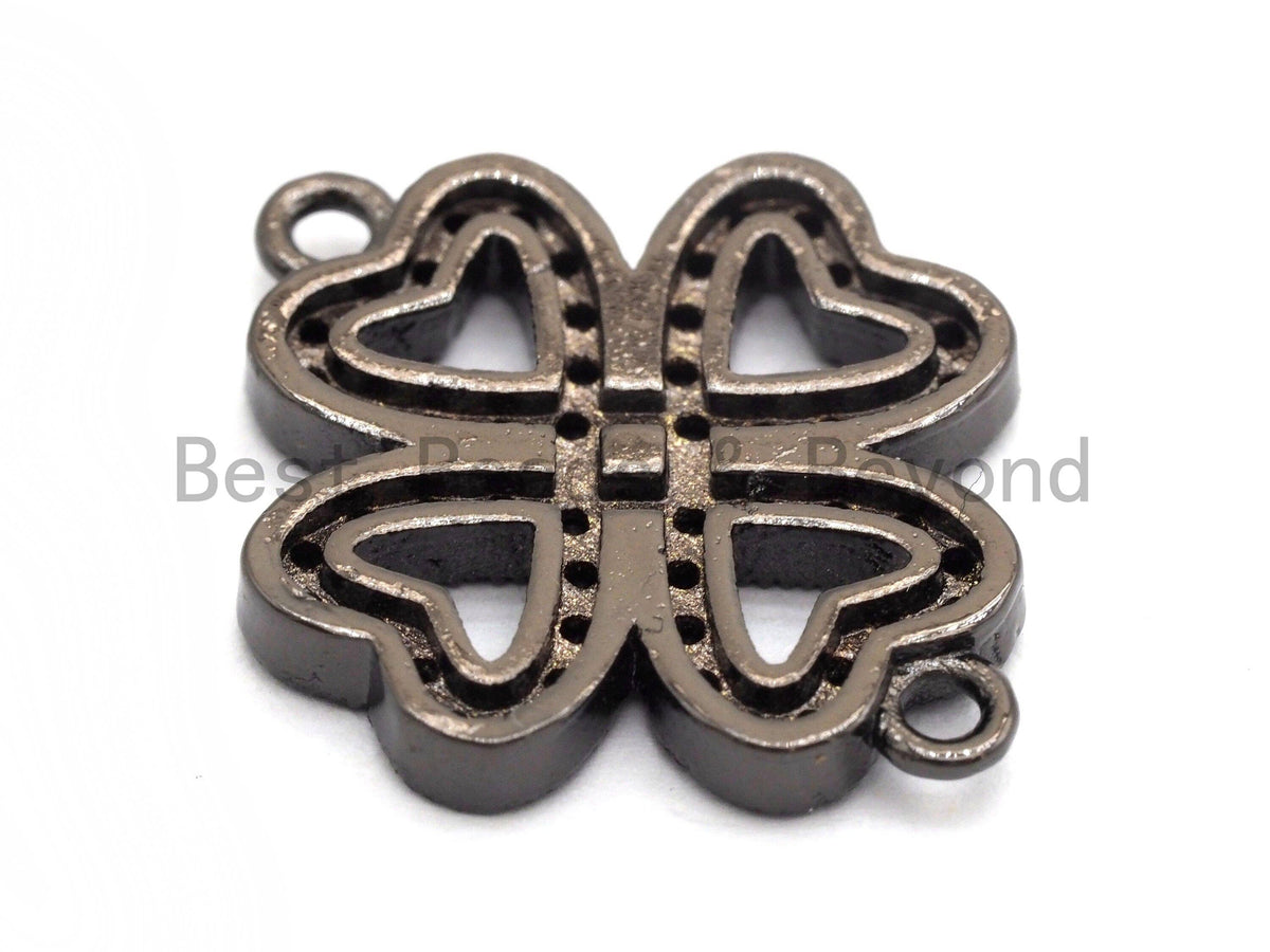 Black CZ Clover Connector charm, sku#A93