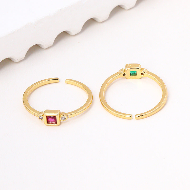 Geometric Square Zircon Copper Ring