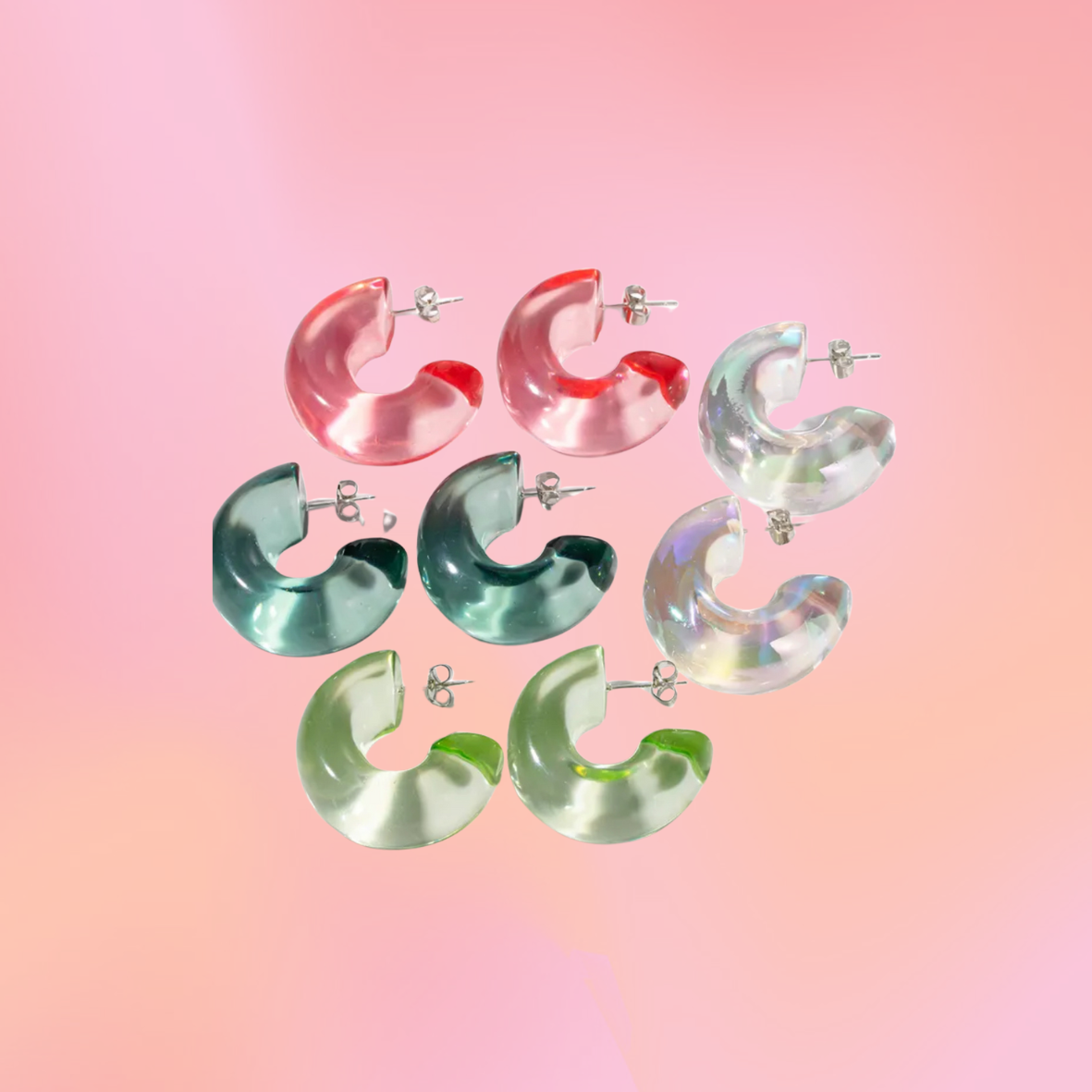 Translucent Colorful Chunky Hoops