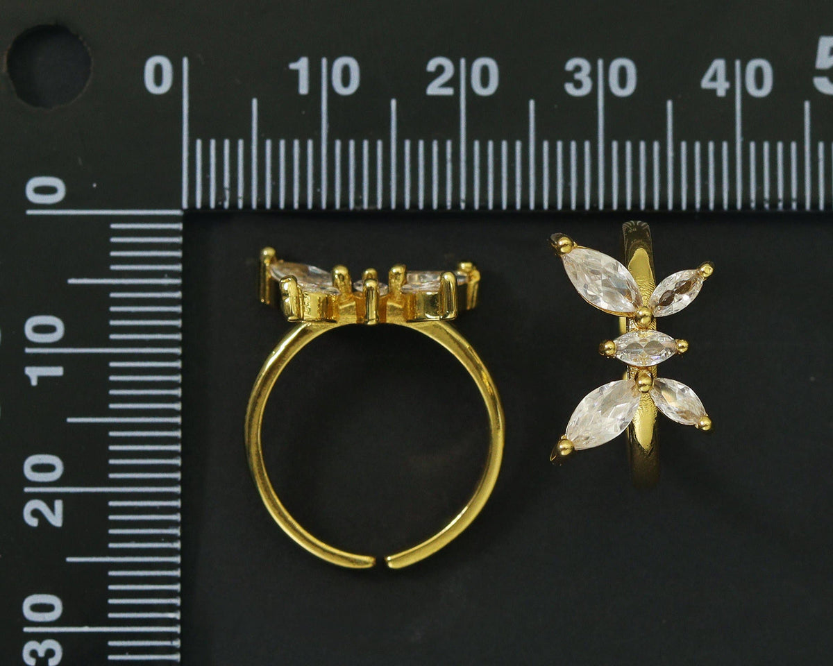 CZ Butterfly Adjustable Ring, Sku#JL99