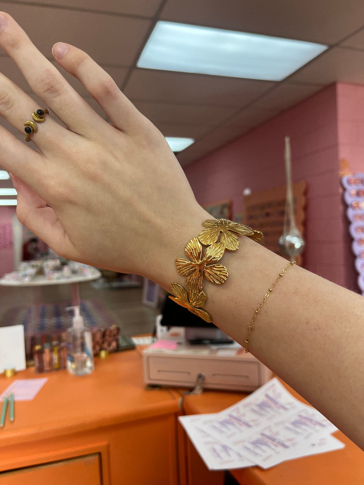 Golden Flower Cuff Bracelet