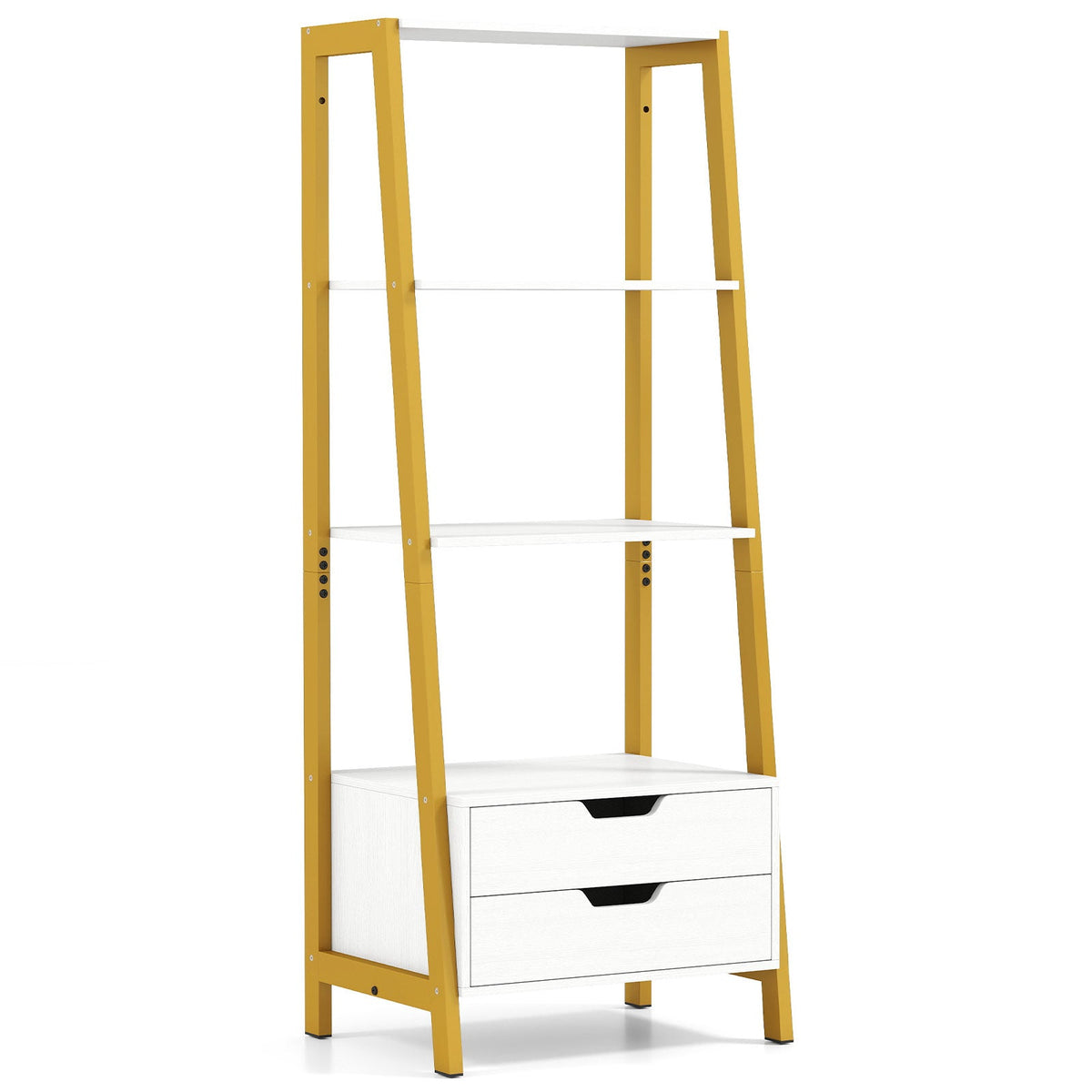 4-Tier Ladder Shelf with 2 Drawers 52.5 Inch Tall Freestanding Bookcase