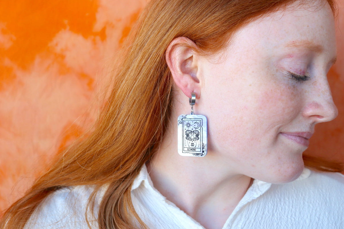 Blue Marble Zodiac Earrings