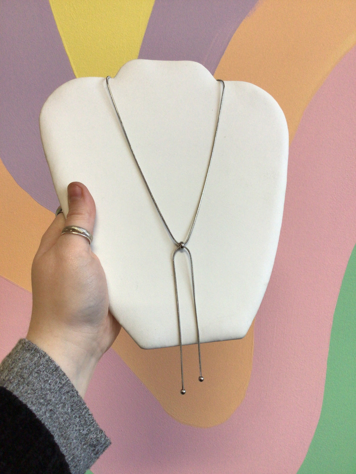 Elegant Adjustable Titanium Lariat Necklace