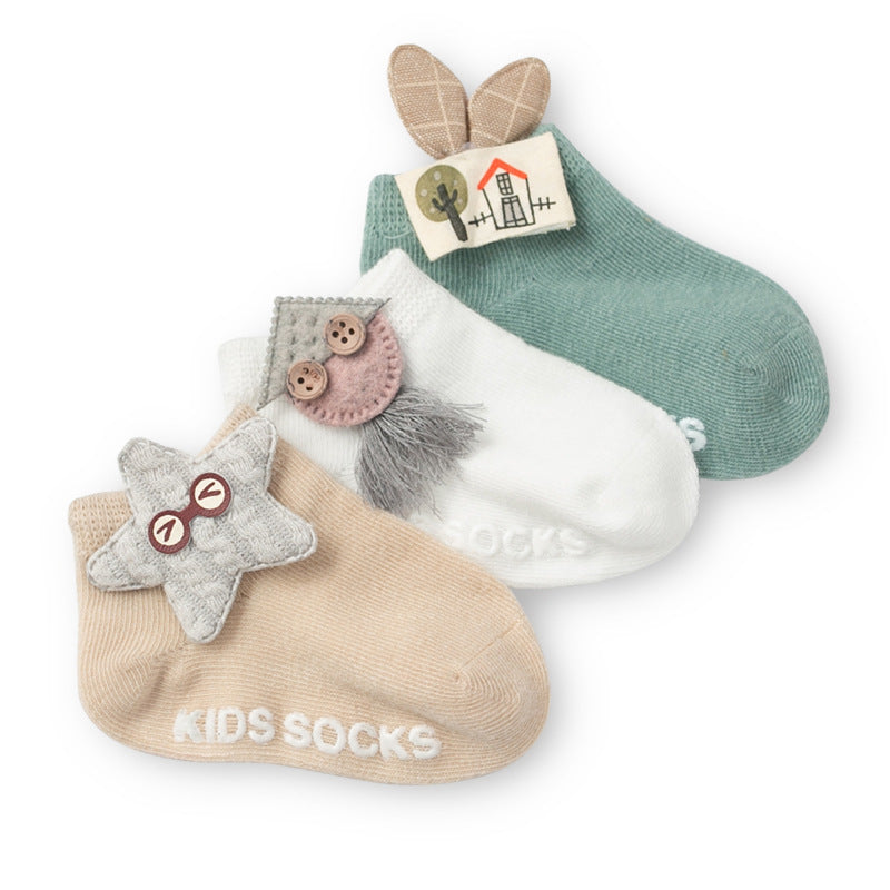 3 Pair/ SET Baby Newborn Cotton Ankle Socks for Toddler Baby Girls Anti-slip Floor Sock Bowknot Flower Socks For Baby and Kids from 0-24M