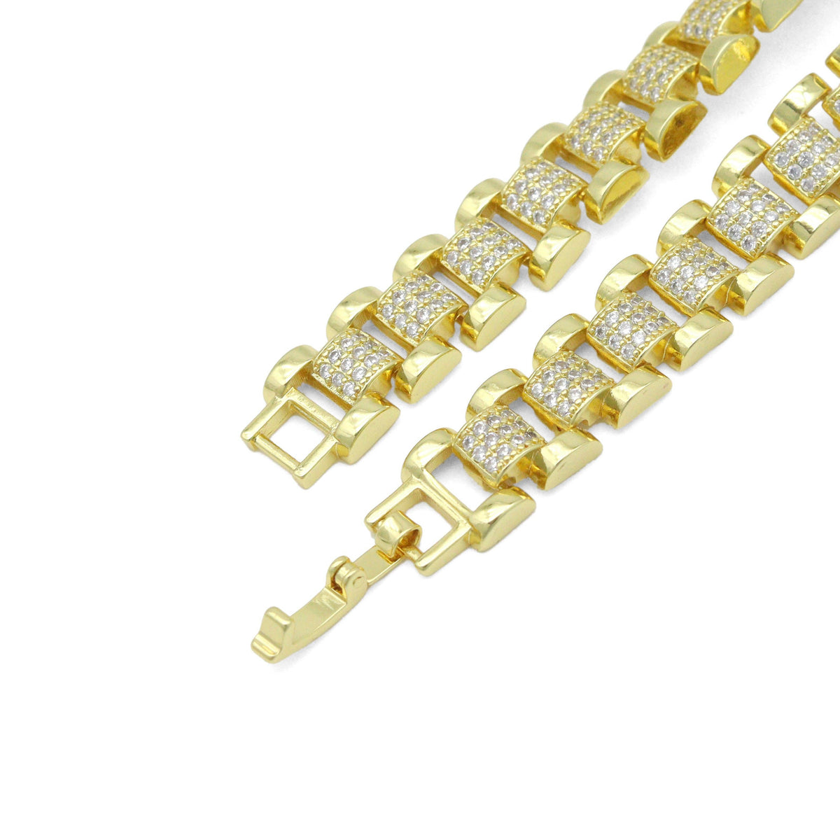 CZ Watch Band Chain Link Bracelet, Sku#LD684
