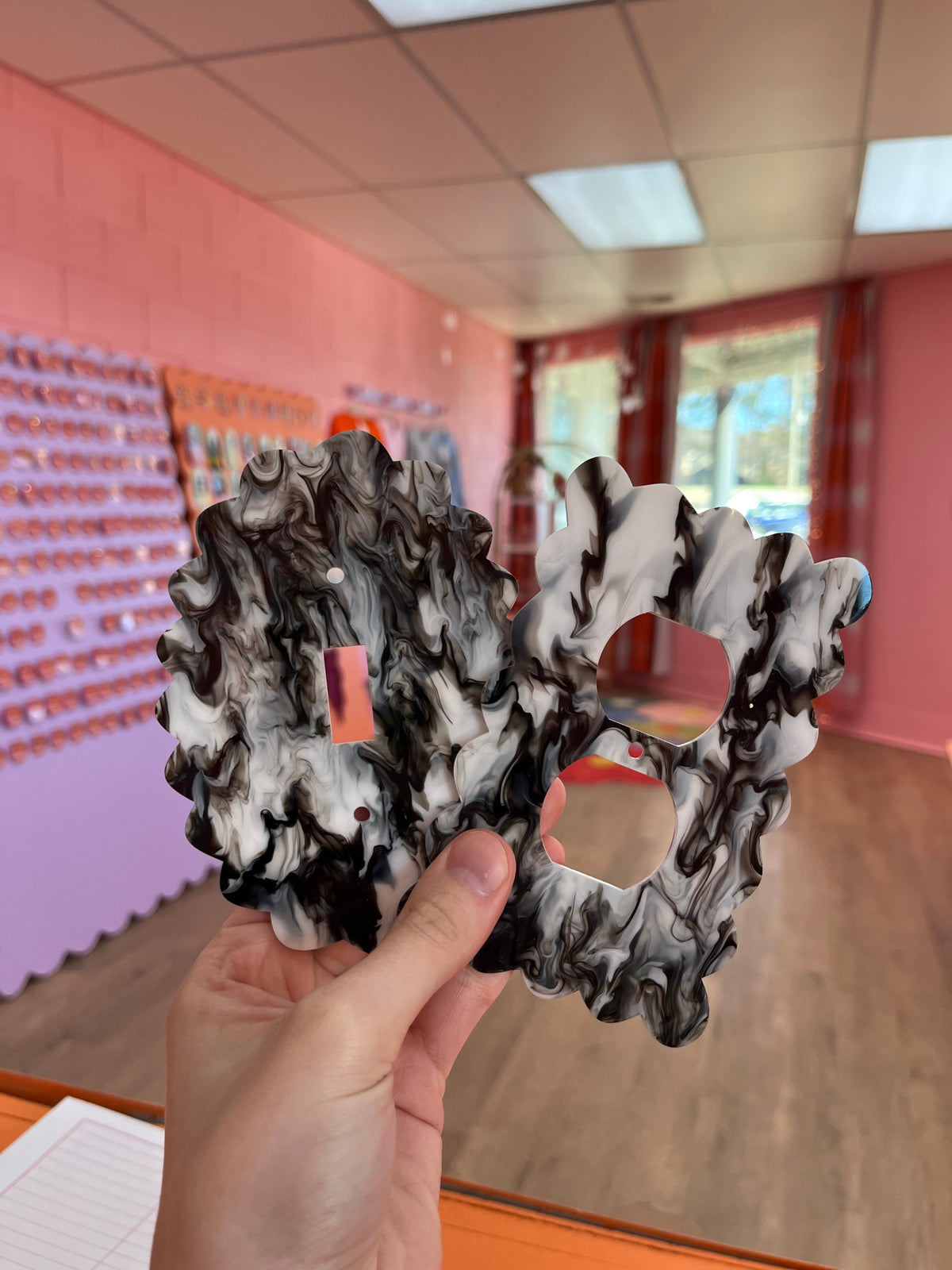 Black & White Marbled Outlet Cover