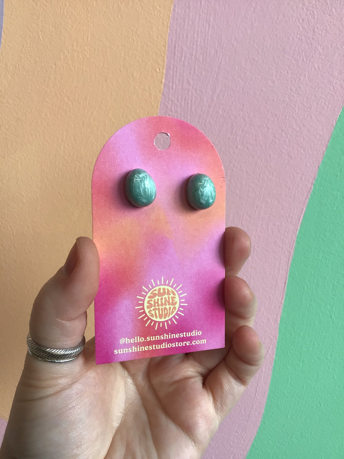 Marbled Aqua Titanium Studs