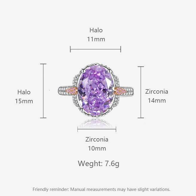 Multicolor Ice Flower Cut Oval CZ Adjustable Ring, 10*14mm 8A Cubic Zirconia, Two-Tone Pave CZ Band, Dainty Luxe