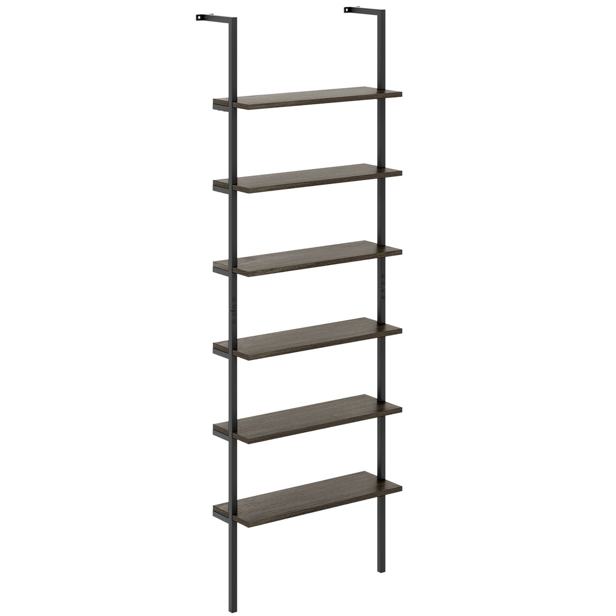 6-tier Ladder Shelf 72 Inches Industrial Wall Mounted Bookshelf