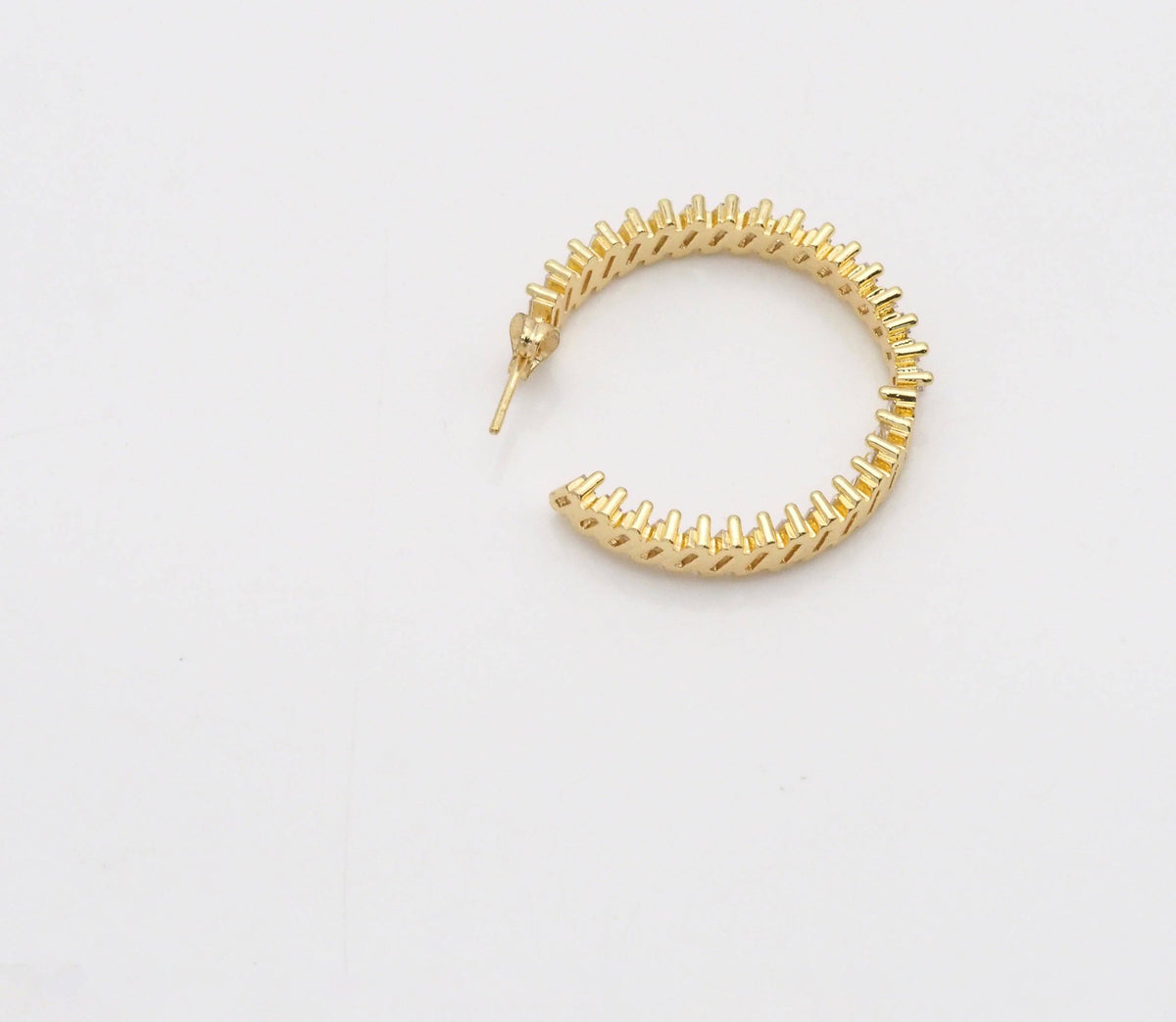 Gold Filled Baguette CZ Hoop Earrings, Sku#LD379