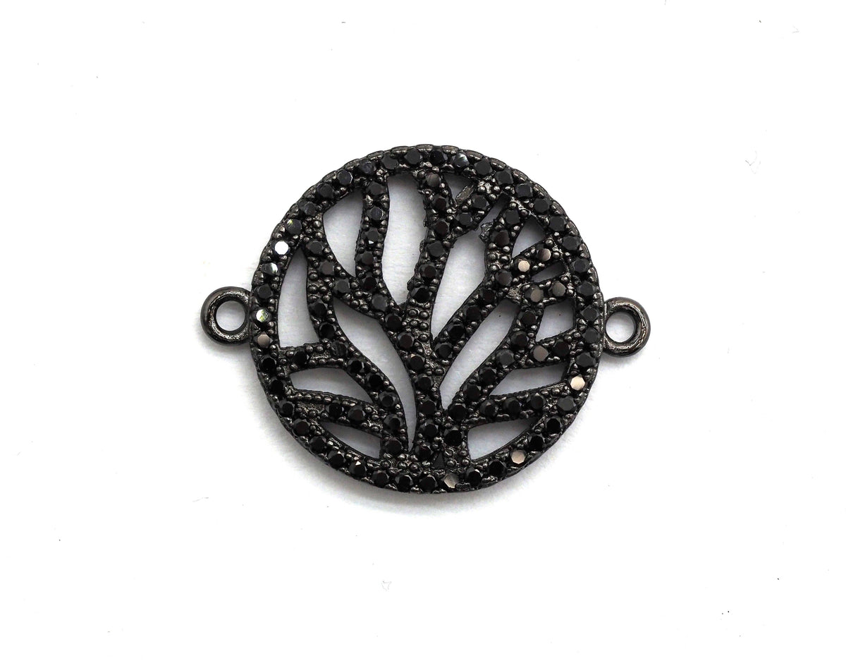 Black CZ flower Connector charm, sku#A92