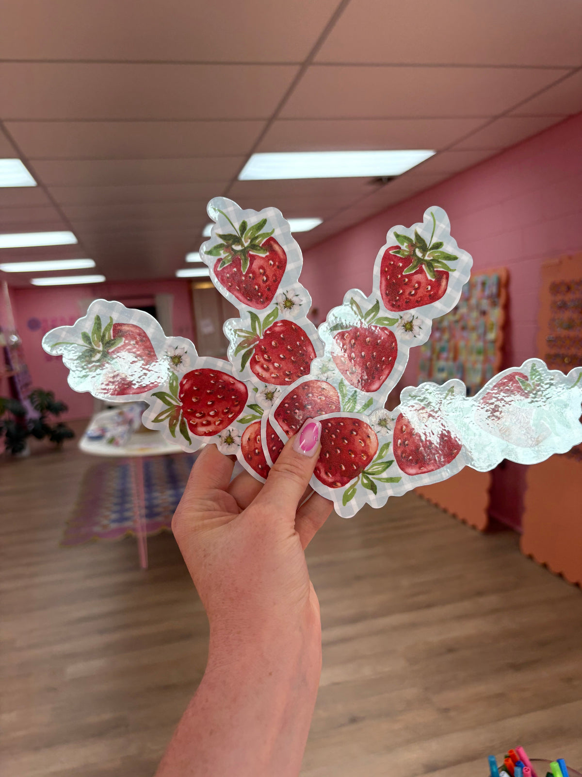 Strawberry and Flower Bookmark