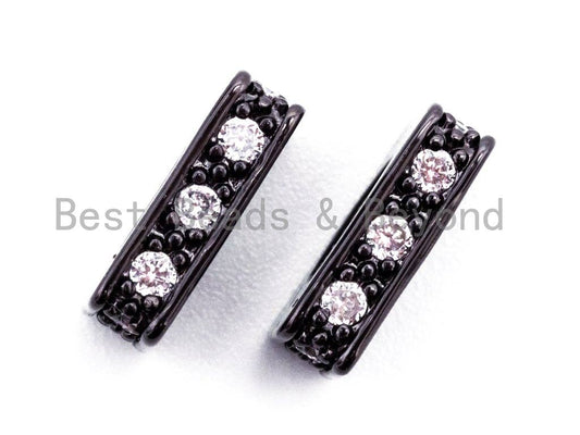 CZ Micro Pave Large Hole Rectangle Spacer Beads, Cubic Zirconia Big Hole Spacer Beads, Large Hole Spacer, 1pc/2pcs, sku#C55