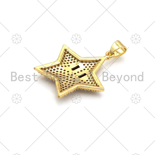 CZ Micro Pave Five Point Star With Eye Shape Pendant/Charm,18K Gold Filled Star Charm, Necklace Bracelet Charm Pendant,21x25mm,Sku#LK379