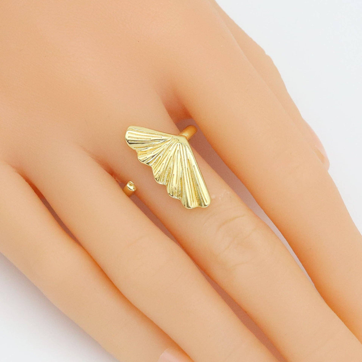 Gold Ginkgo Leaf Adjustable Ring, Sku#JL198