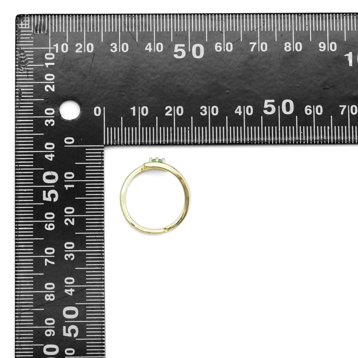 Gold Aqua Green Blue CZ Thin Line Adjustable Ring, Sku#LD486