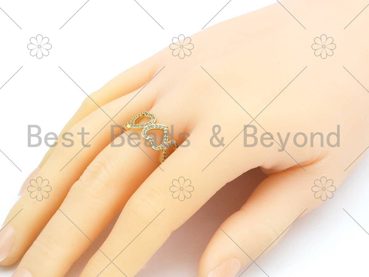 CZ Micro Pave String Heart ring, Sku#X220