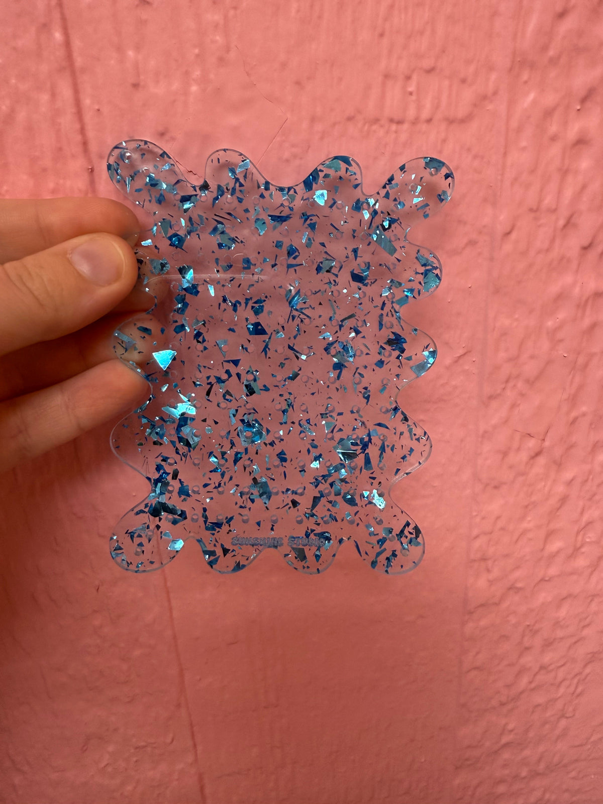 Shimmer clear and blue travel earring holder