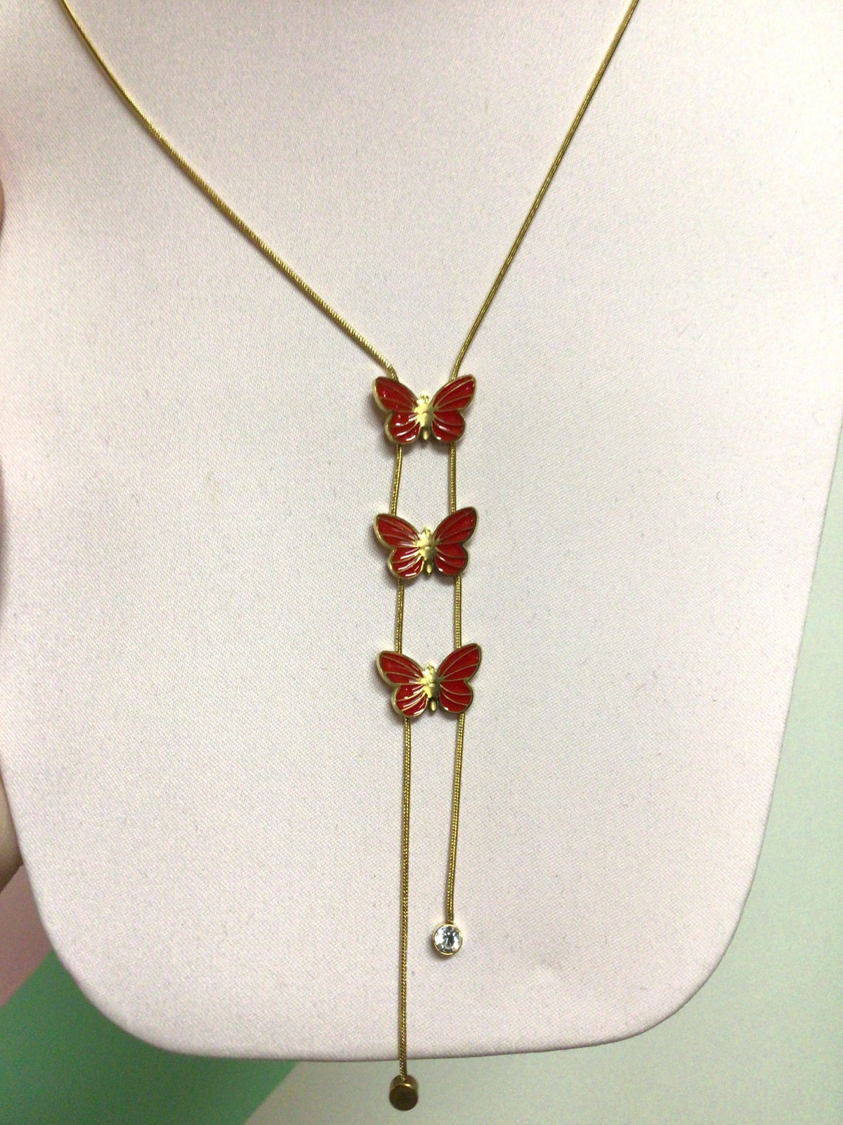 Titanium Butterfly Bolo Trio Necklace