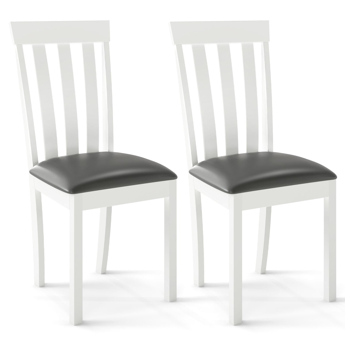 Dining Chair Set of 2 Upholstered Wooden Kitchen Chairs with Padded Seat and Rubber Wood Frame