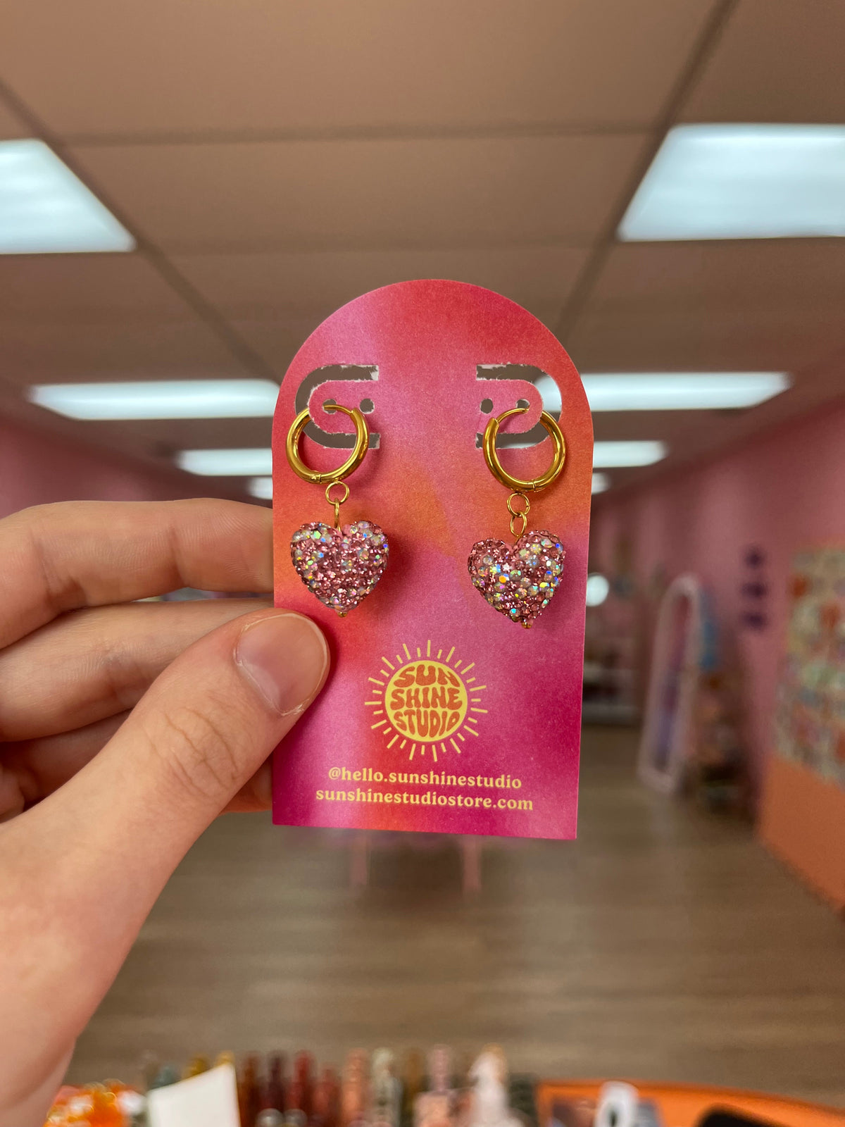 Glitter Girl Heart Titanium Earrings