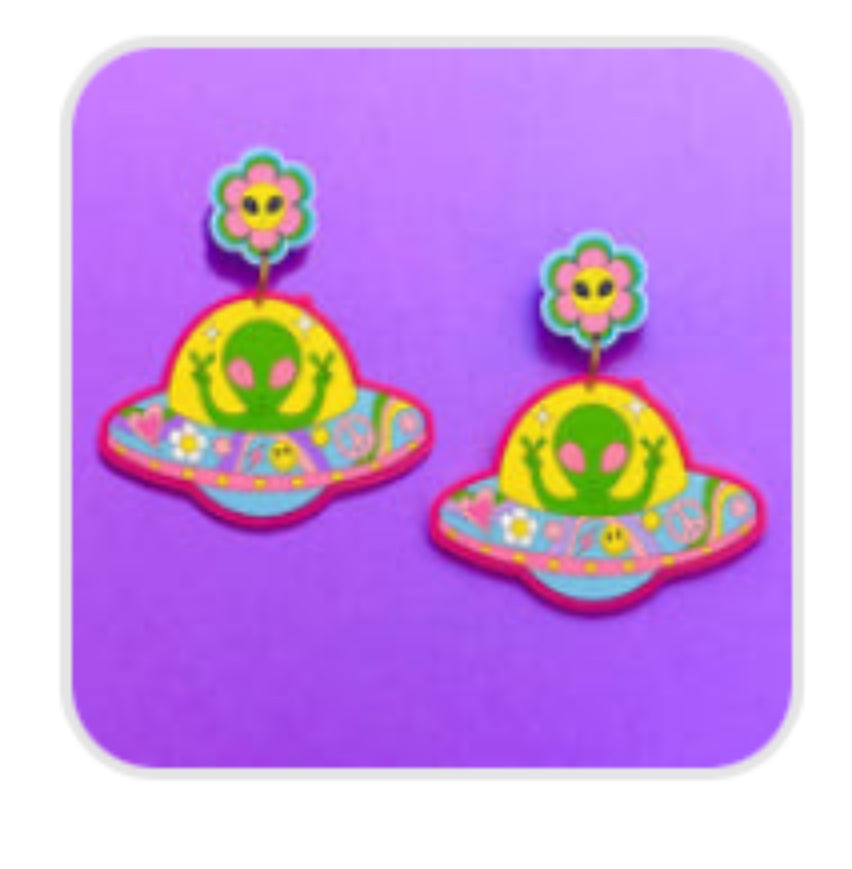 Groovy Alien Acrylic Earrings