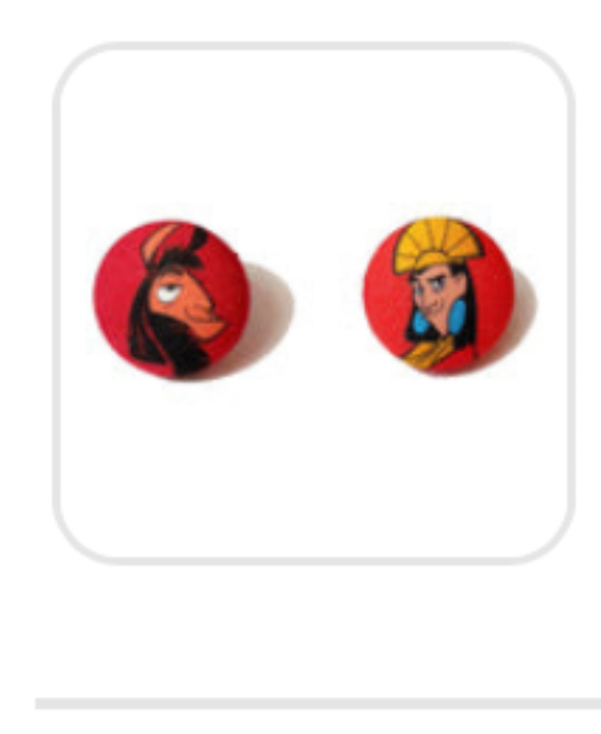 Llama Emperor Fabric Button Earrings