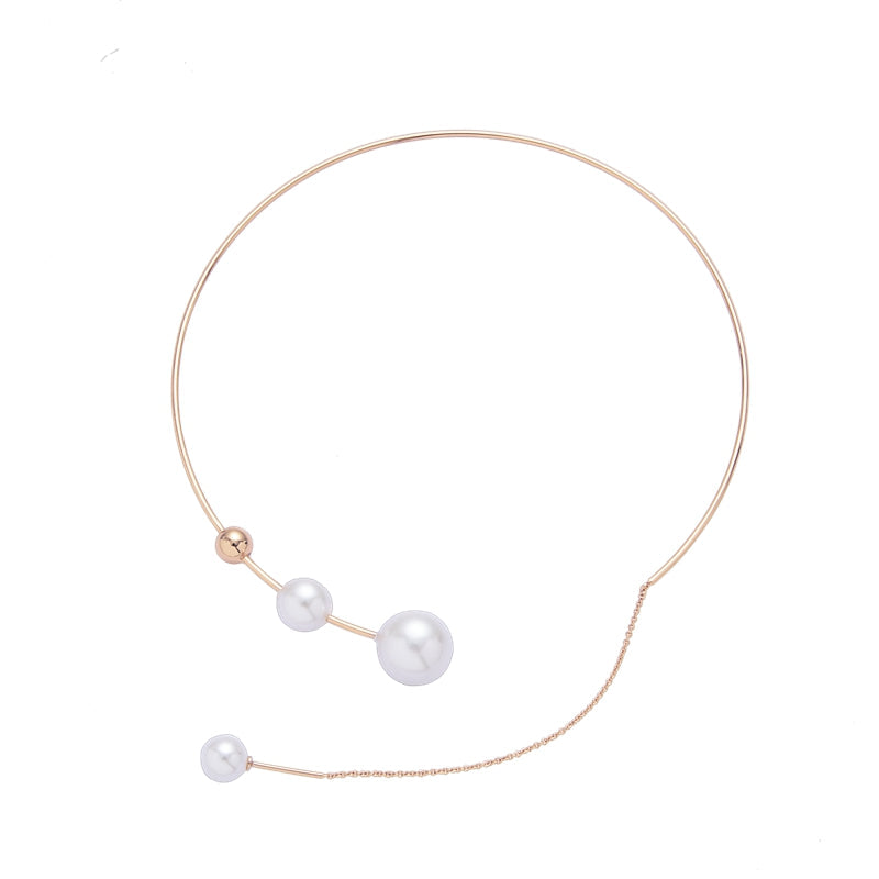 Big White Imitation Pearl Choker Necklace Clavicle Chain Fashion Necklace