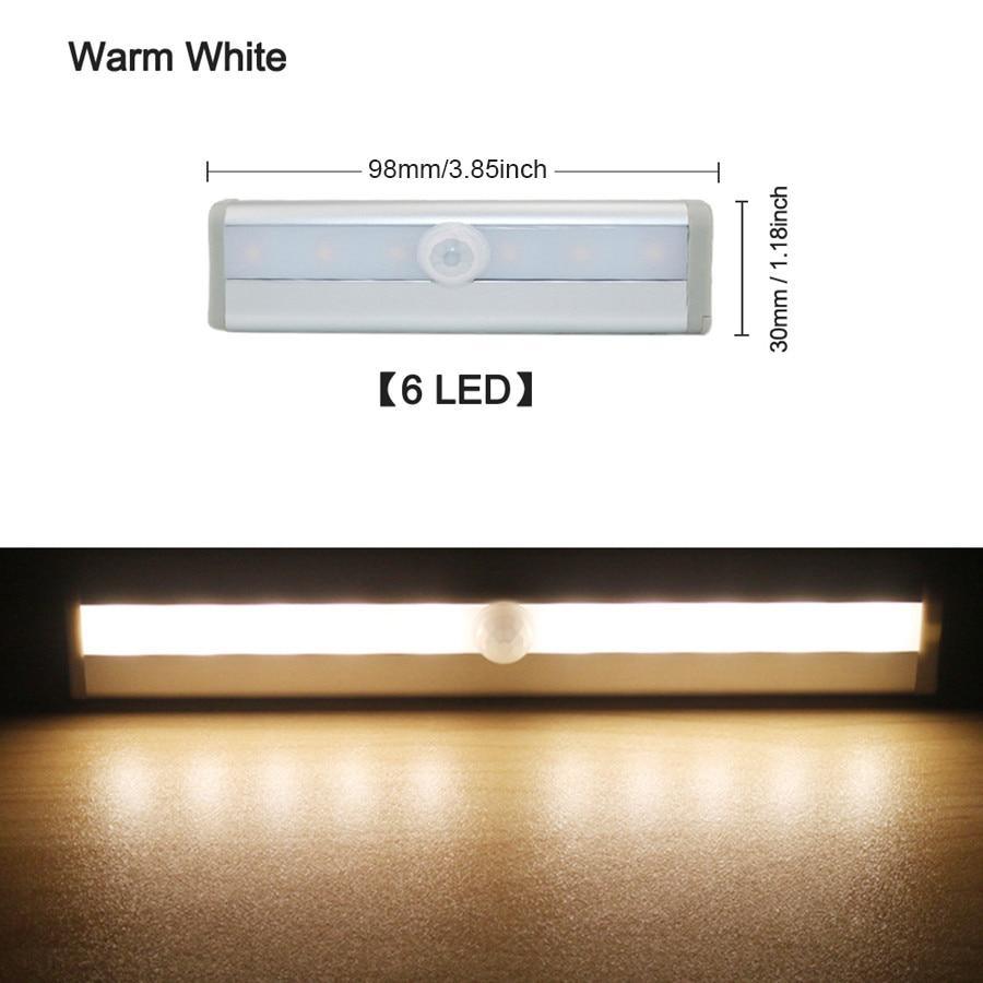STEVVEX 6/10 LEDs PIR with Motion Sensor Light for Cupboard, Wardrobe, Bed Lamp LED Under Cabinet Night Light For Closet Stairs Kitchen and multifunctional