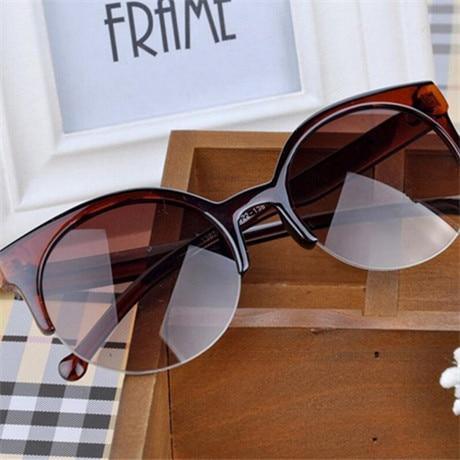 New Luxury Modern Fashion Retro Designer Super Round Circle Glasses With Cat Eye Women's Sunglasses With UV400 Protection